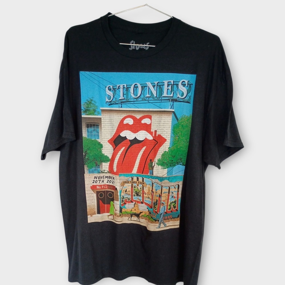 The Rolling Stones T Shirt Mens XL Black‎ Greetings Texas Austin Concert Band